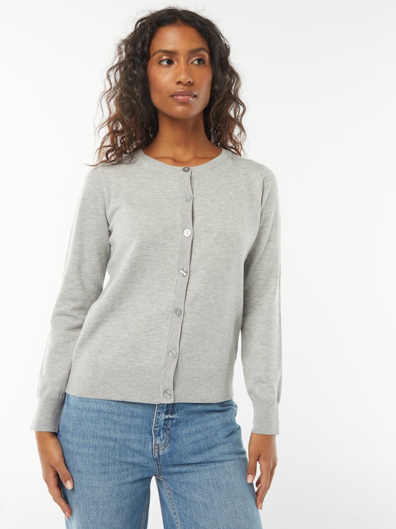 Cardigan in maglia fine Grigio - Kiabi
