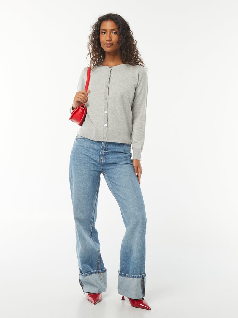 Cardigan in maglia fine Grigio - Kiabi