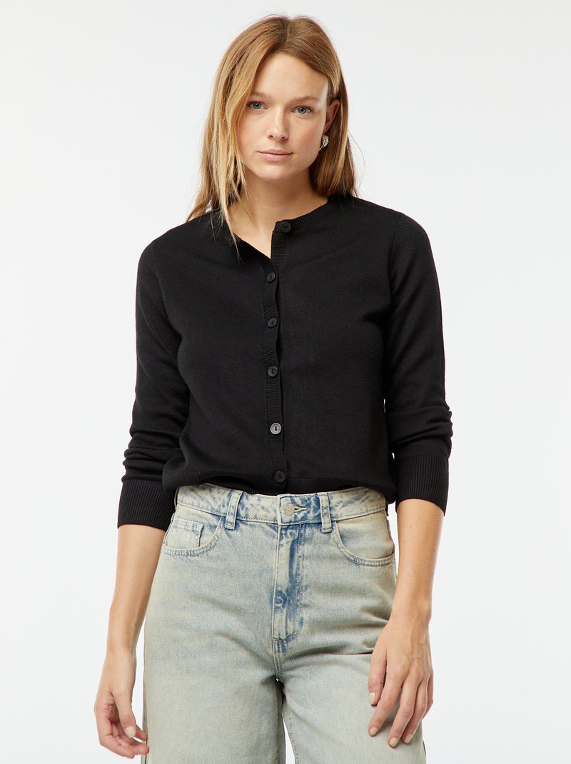 Cardigan in maglia fine nero - Kiabi