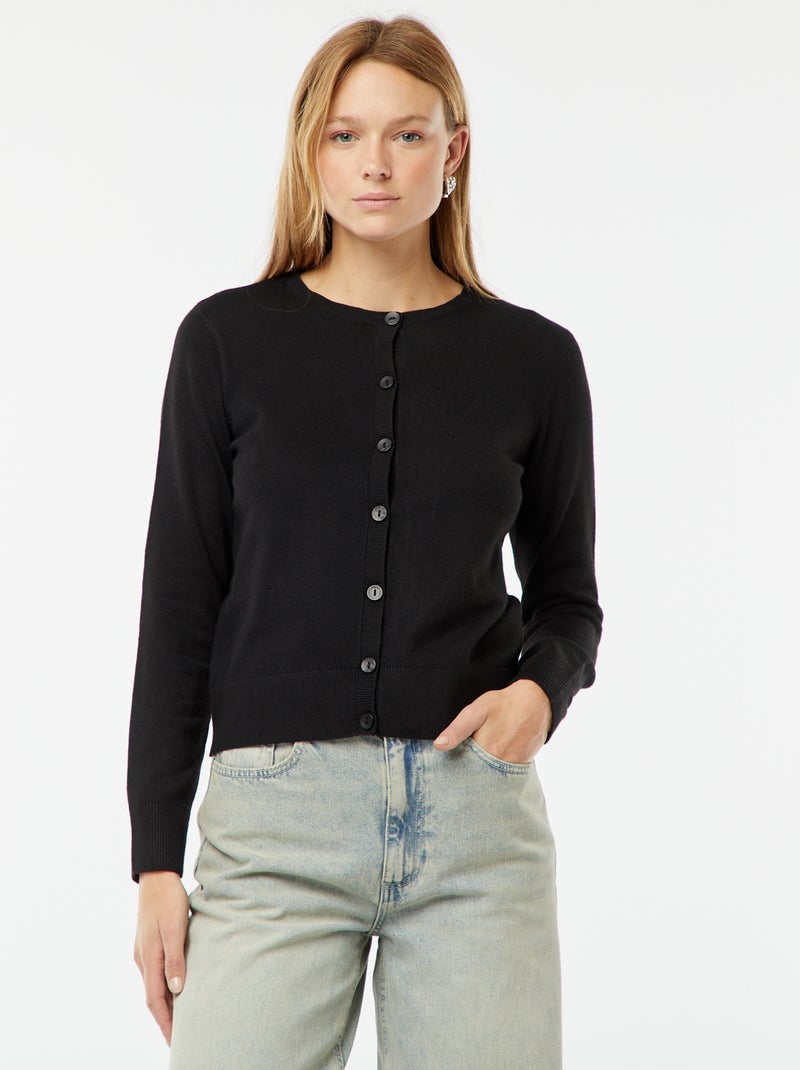 Cardigan in maglia fine nero - Kiabi