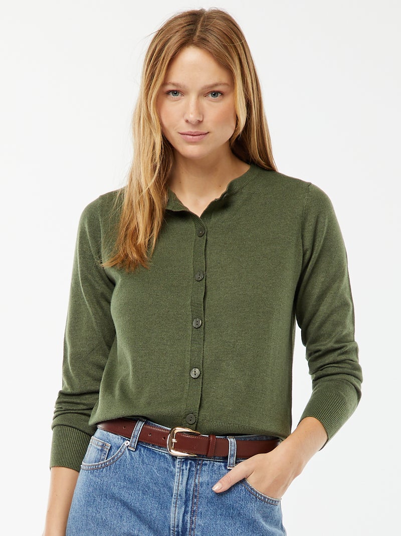 Cardigan in maglia fine Verde - Kiabi