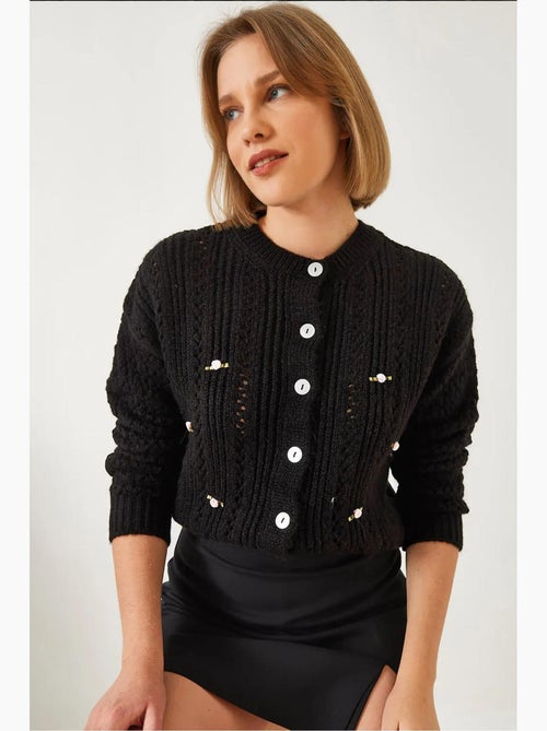Cardigan in maglia floreale traforata lucci - Kiabi