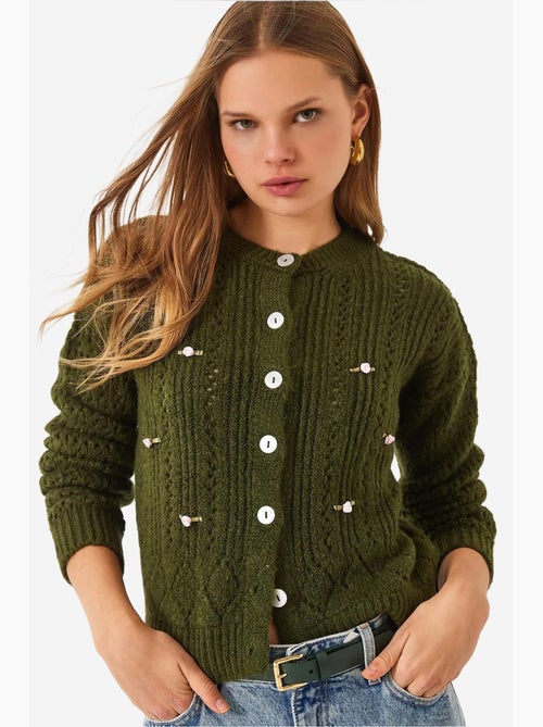 Cardigan in maglia floreale traforata lucci - Kiabi