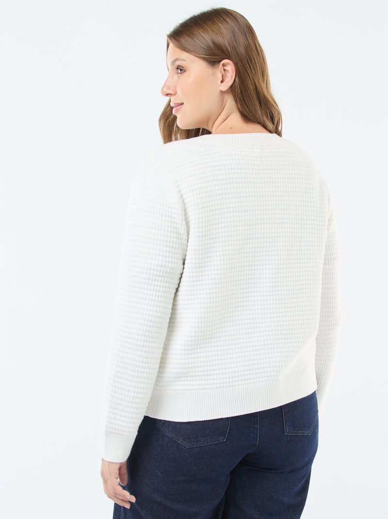 Cardigan in maglia goffrata con bottoni dorati Beige - Kiabi