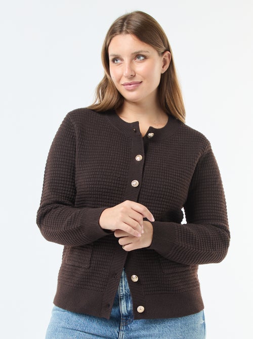 Cardigan in maglia goffrata con bottoni dorati - Kiabi