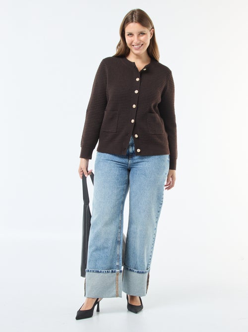 Cardigan in maglia goffrata con bottoni dorati - Kiabi