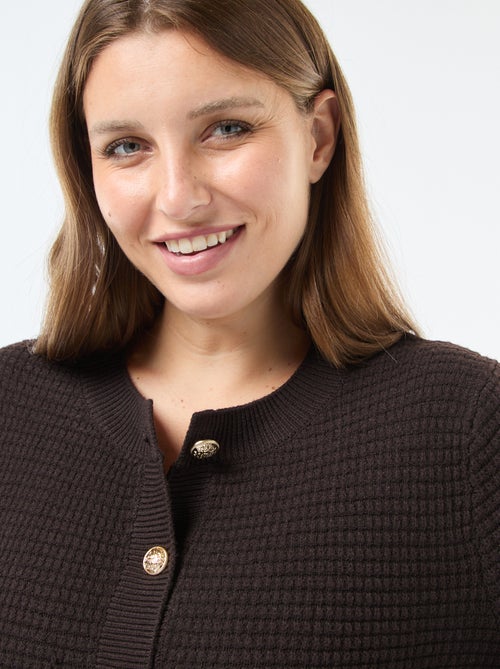 Cardigan in maglia goffrata con bottoni dorati - Kiabi