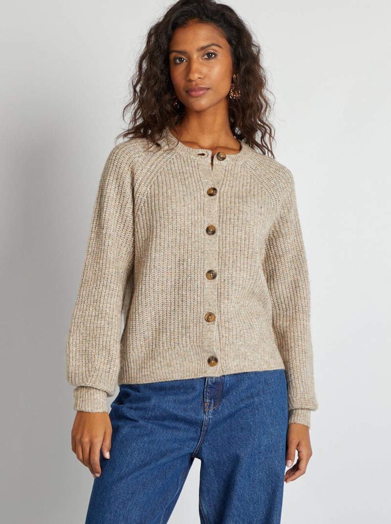 Cardigan in maglia grossa BEIGE - Kiabi
