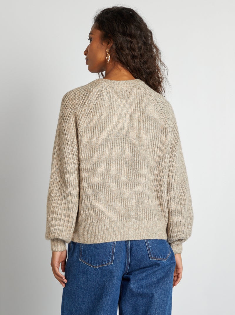 Cardigan in maglia grossa BEIGE - Kiabi