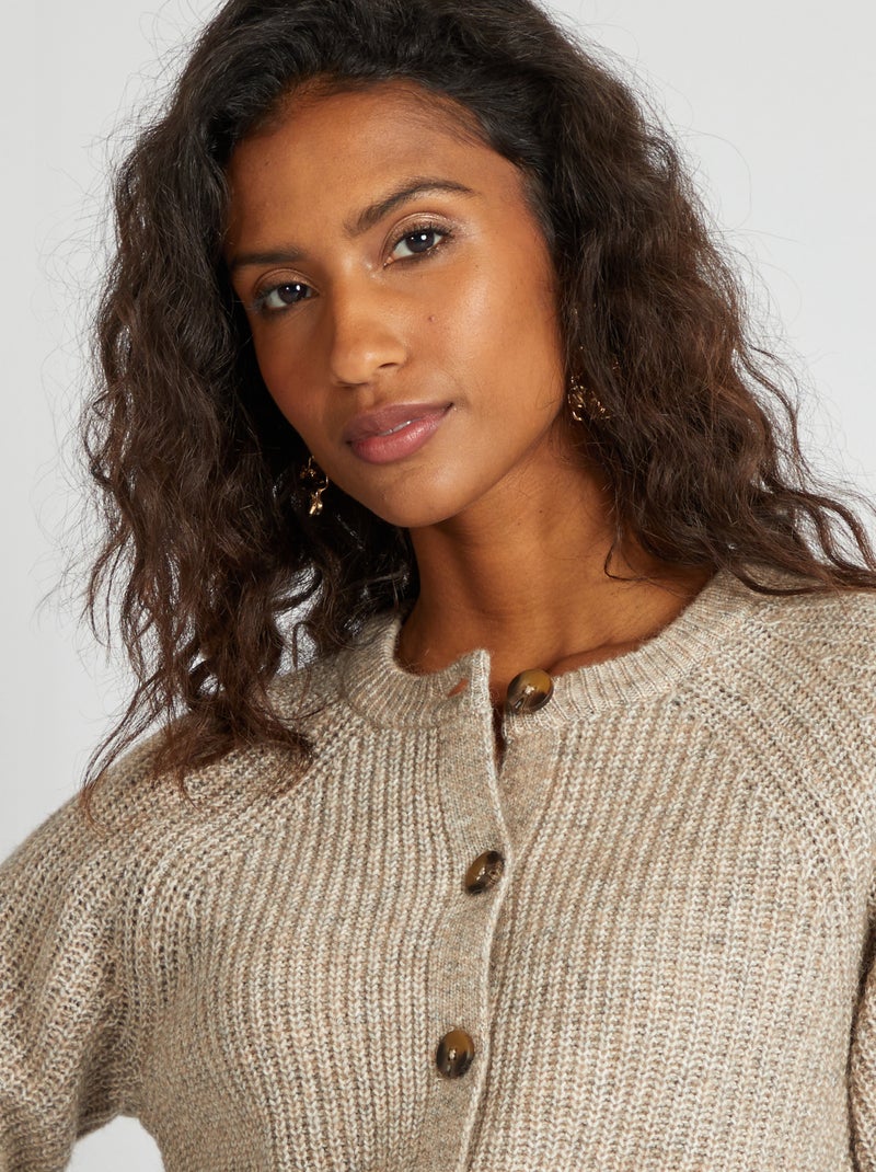 Cardigan in maglia grossa BEIGE - Kiabi