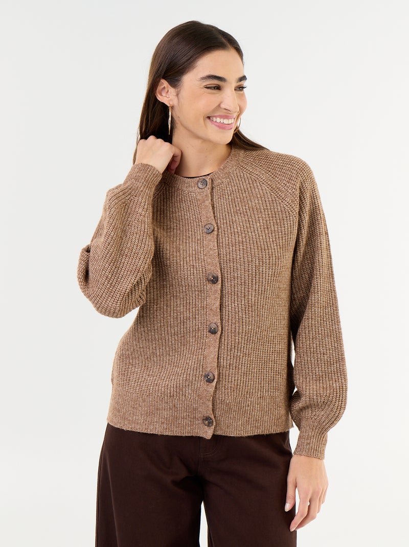 Cardigan in maglia grossa Beige - Kiabi