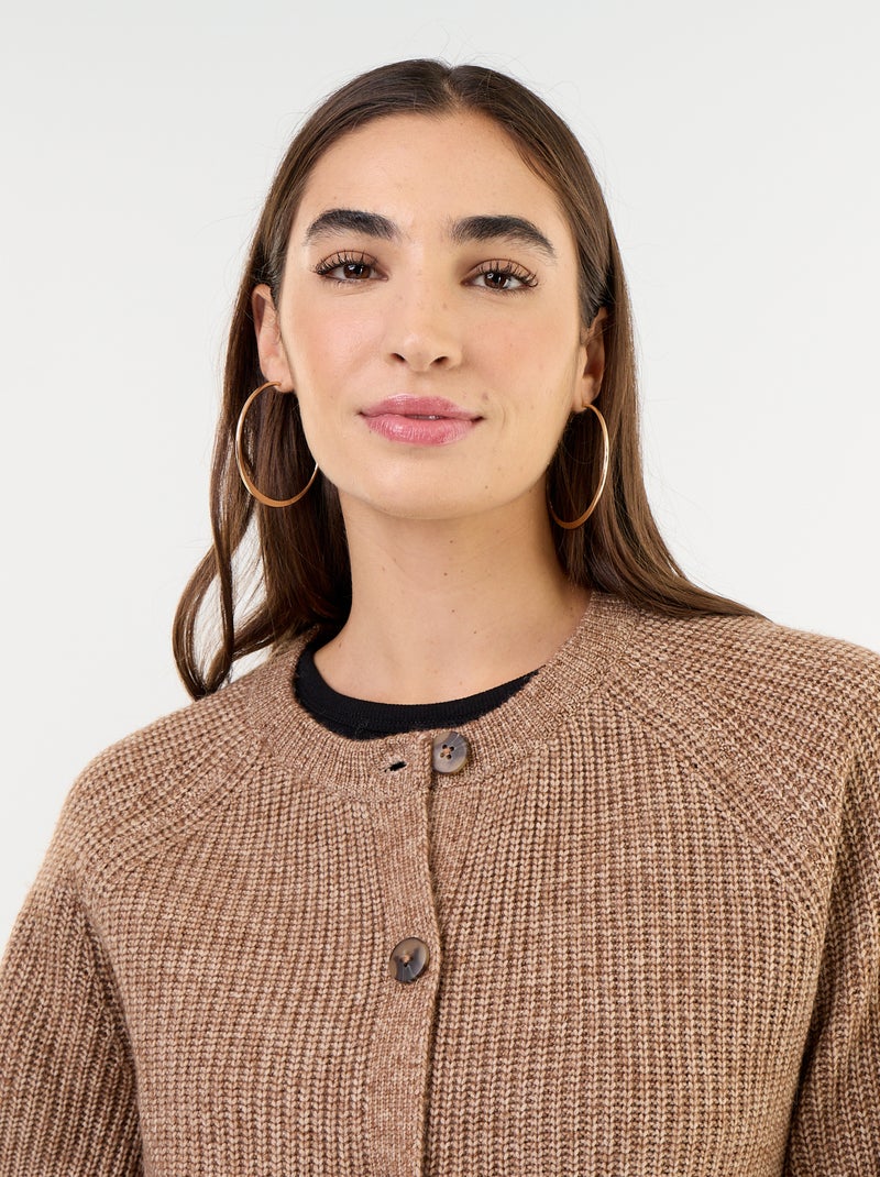 Cardigan in maglia grossa Beige - Kiabi