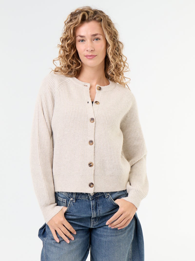 Cardigan in maglia grossa Grigio - Kiabi
