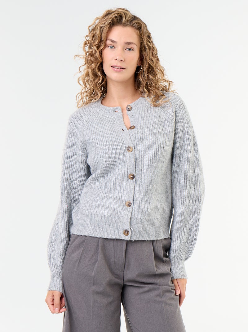 Cardigan in maglia grossa Grigio - Kiabi