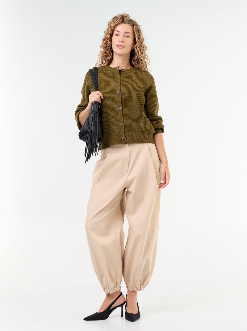 Cardigan in maglia grossa Kaki - Kiabi