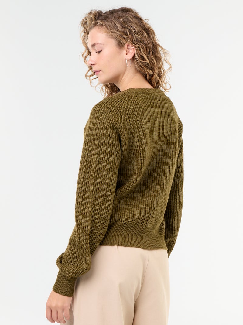 Cardigan in maglia grossa Kaki - Kiabi