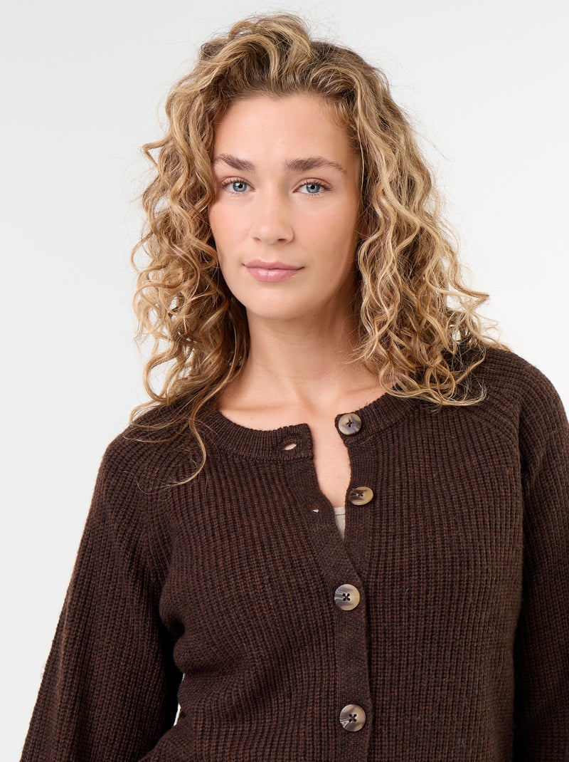 Cardigan in maglia grossa Marrone - Kiabi