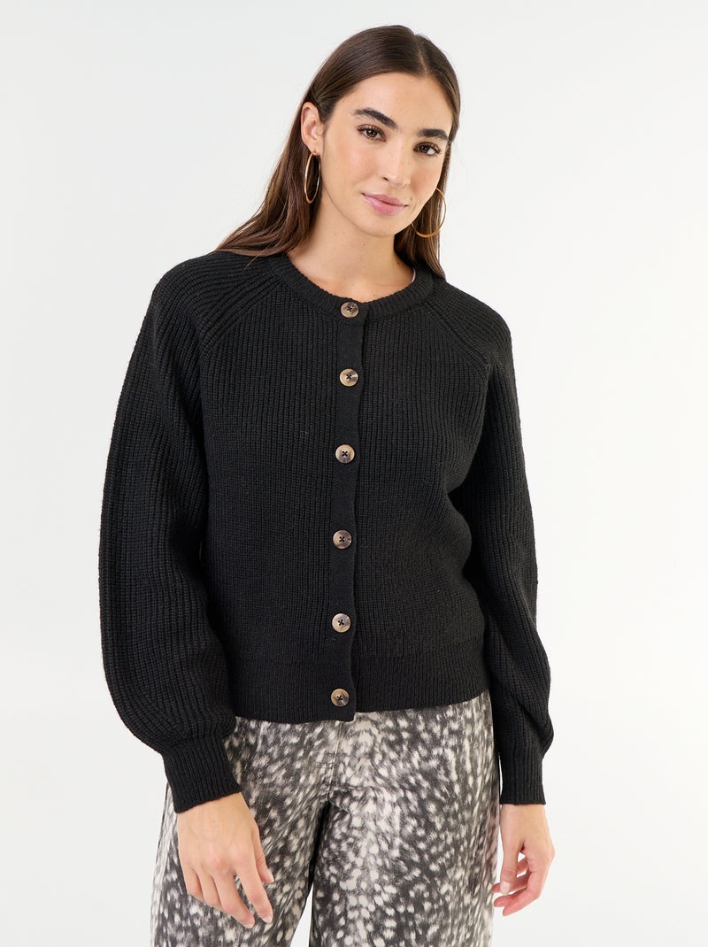 Cardigan in maglia grossa Nero - Kiabi