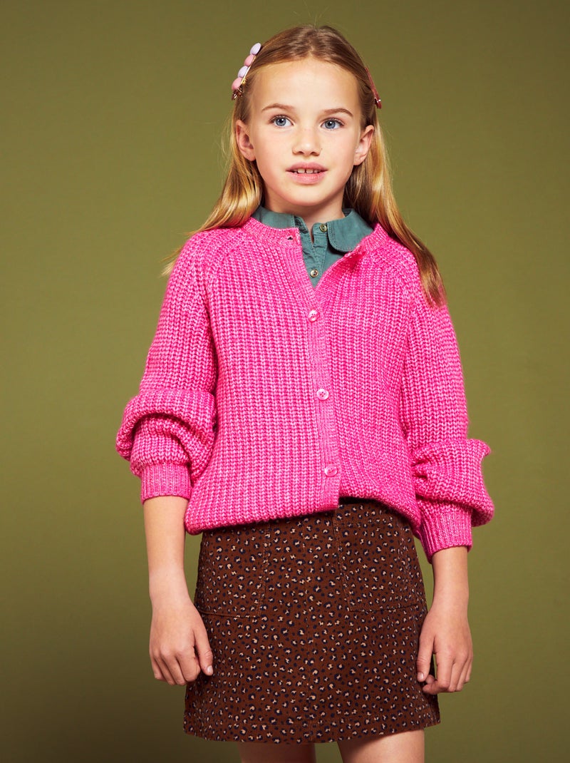 Cardigan in maglia grossa rosa indiano - Kiabi