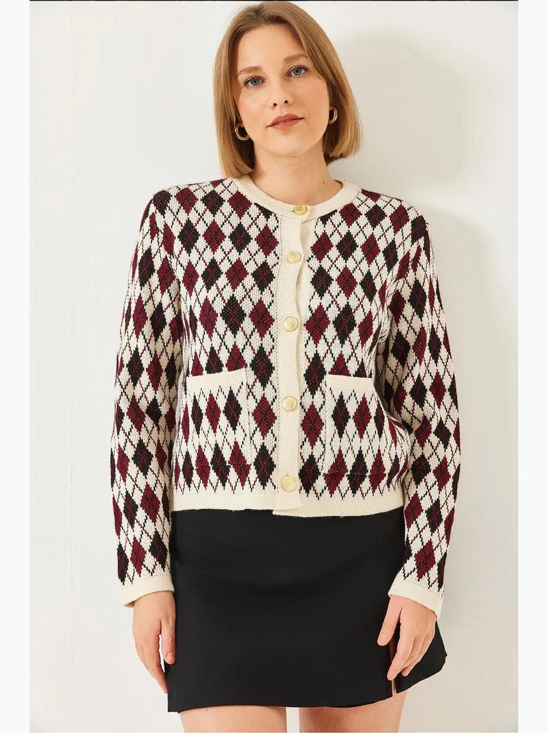 Cardigan in maglia jacquard con tasche lucci Multicolore - Kiabi