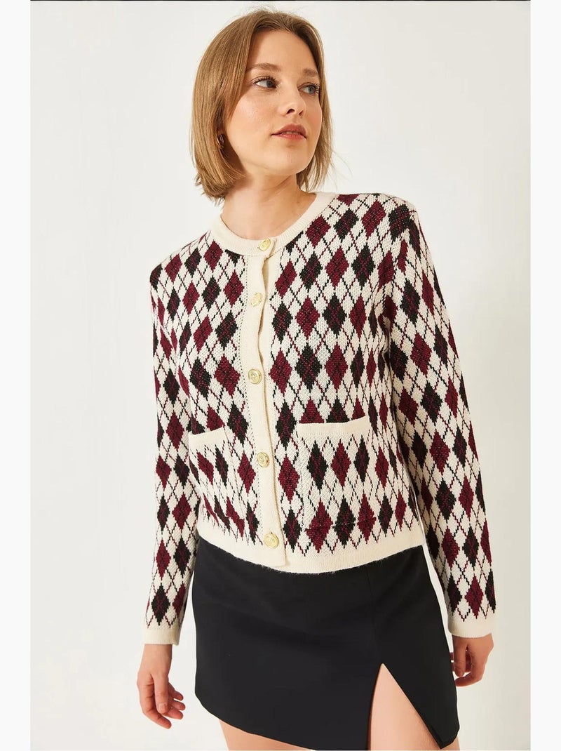 Cardigan in maglia jacquard con tasche lucci Multicolore - Kiabi