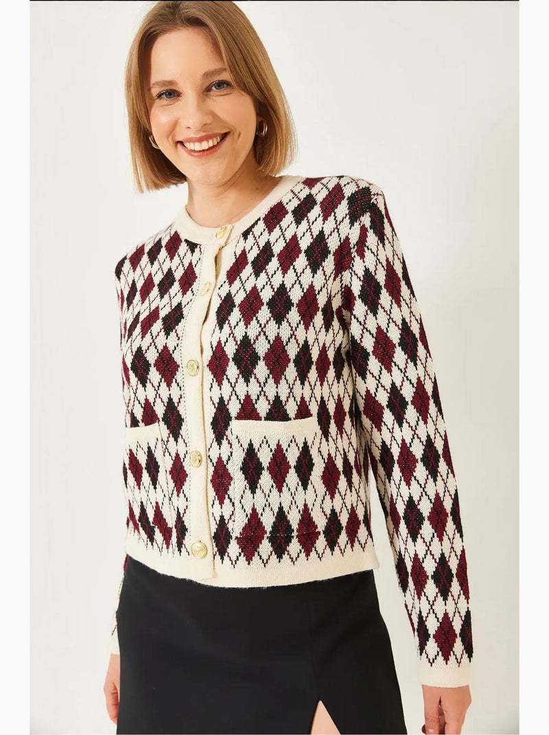 Cardigan in maglia jacquard con tasche lucci Multicolore - Kiabi