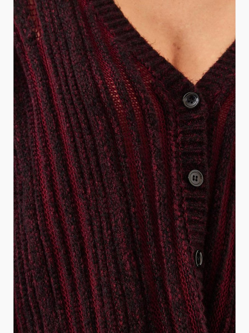 Cardigan in maglia larga lucci Rosso bordeaux - Kiabi