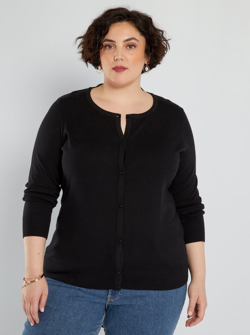 Cardigan in maglia leggera Nero - Kiabi