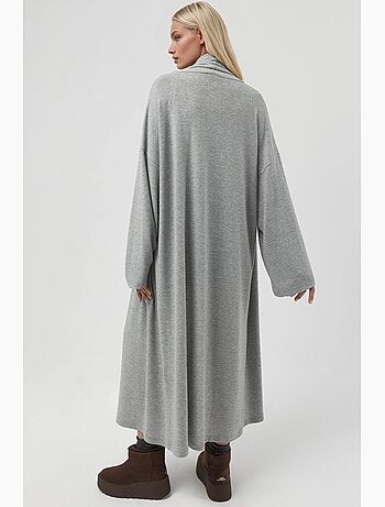 Cardigan in maglia longline relaxed fit aperto sul davanti con collo a scialle busem
