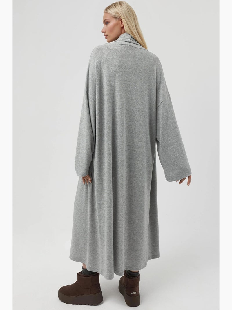 Cardigan in maglia longline relaxed fit aperto sul davanti con collo a scialle busem Grigio - Kiabi