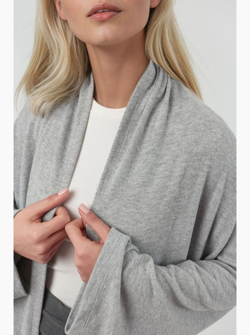 Cardigan in maglia longline relaxed fit aperto sul davanti con collo a scialle busem Grigio - Kiabi