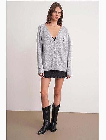 Cardigan in maglia oversize con dettaglio a cuore mixray