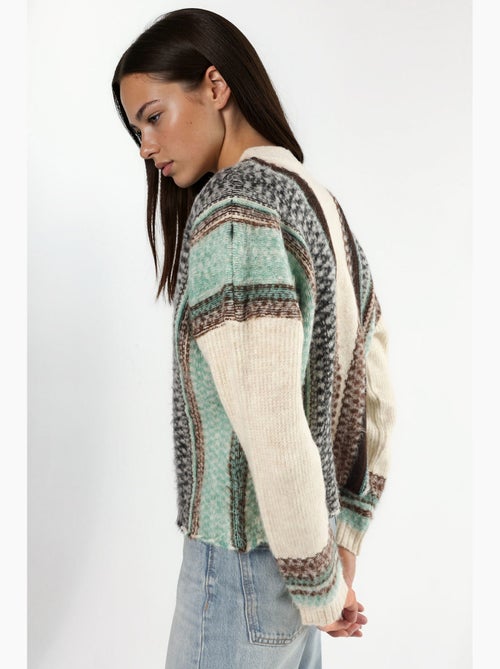 Cardigan in maglia oversize soft touch con motivo e scollo a v hiccup - Kiabi Cardigan in maglia oversize soft touch con motivo e scollo a v hiccup - Kiabi