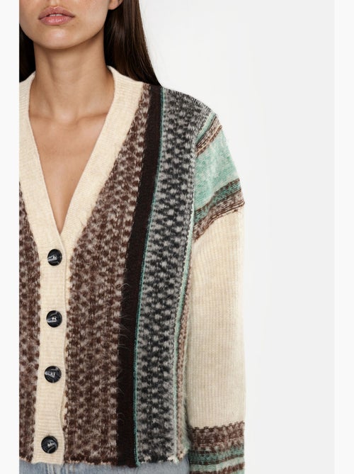 Cardigan in maglia oversize soft touch con motivo e scollo a v hiccup - Kiabi Cardigan in maglia oversize soft touch con motivo e scollo a v hiccup - Kiabi