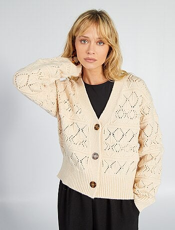 Cardigan in maglia a nido d'ape - BIANCO - Kiabi - 10.00€