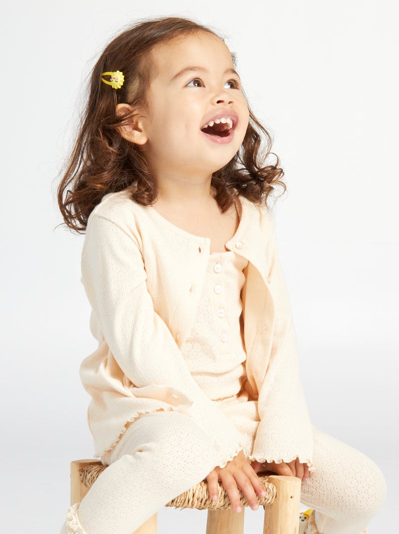 Cardigan in maglia pointelle ecru - Kiabi