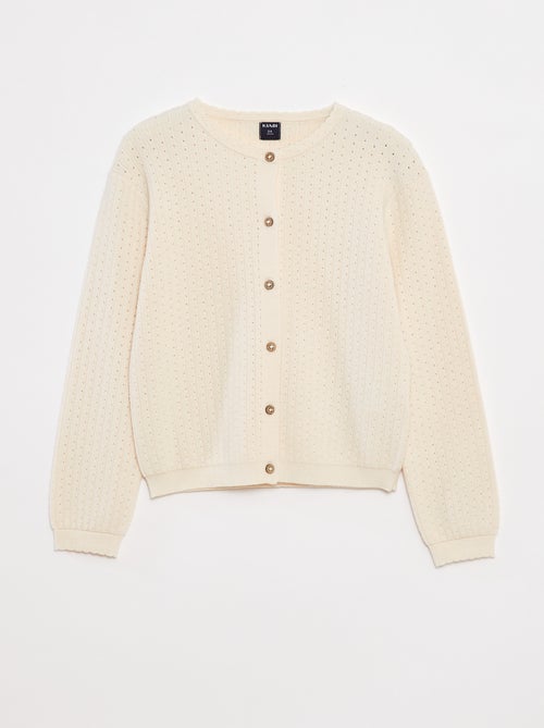 Cardigan in maglia pointelle tinta unita - Kiabi