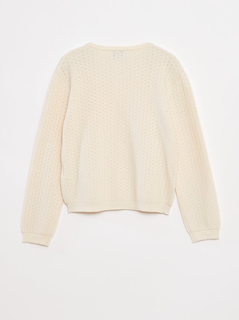 Cardigan in maglia pointelle tinta unita Bianco - Kiabi