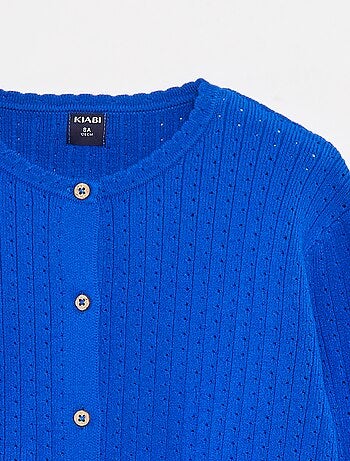 Cardigan in maglia pointelle tinta unita