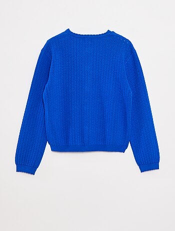 Cardigan in maglia pointelle tinta unita