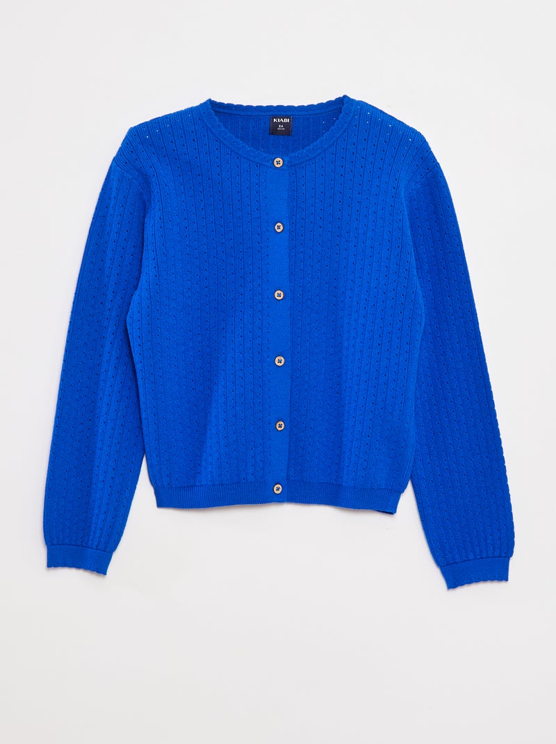 Cardigan in maglia pointelle tinta unita Blu - Kiabi