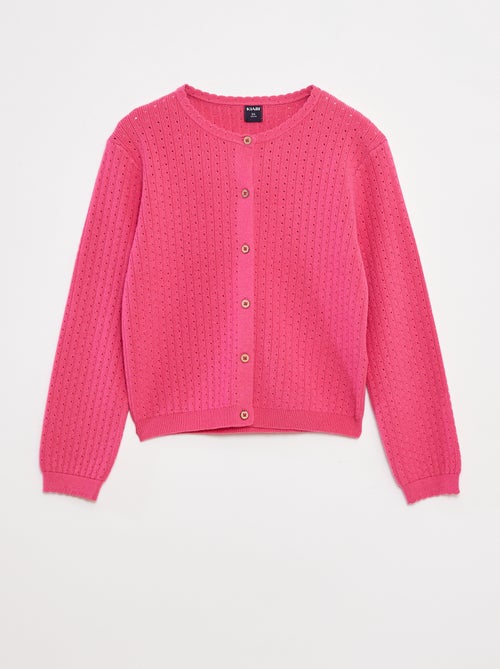 Cardigan in maglia pointelle tinta unita - Kiabi