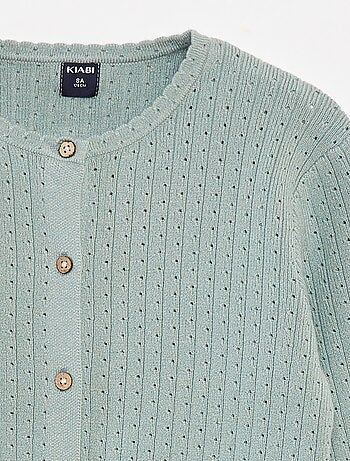 Cardigan in maglia pointelle tinta unita
