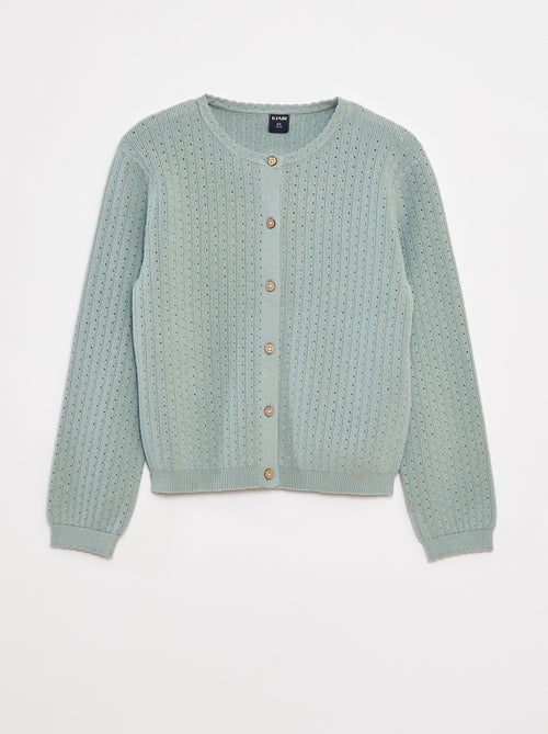 Cardigan in maglia pointelle tinta unita - Kiabi