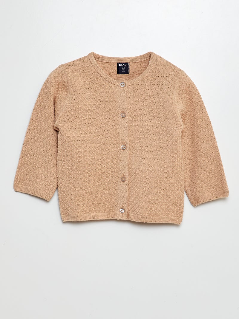 Cardigan in maglia punto legaccio BEIGE - Kiabi