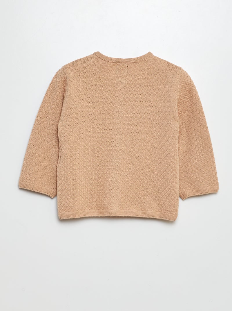 Cardigan in maglia punto legaccio BEIGE - Kiabi