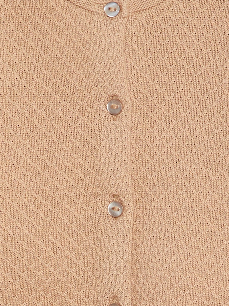 Cardigan in maglia punto legaccio BEIGE - Kiabi