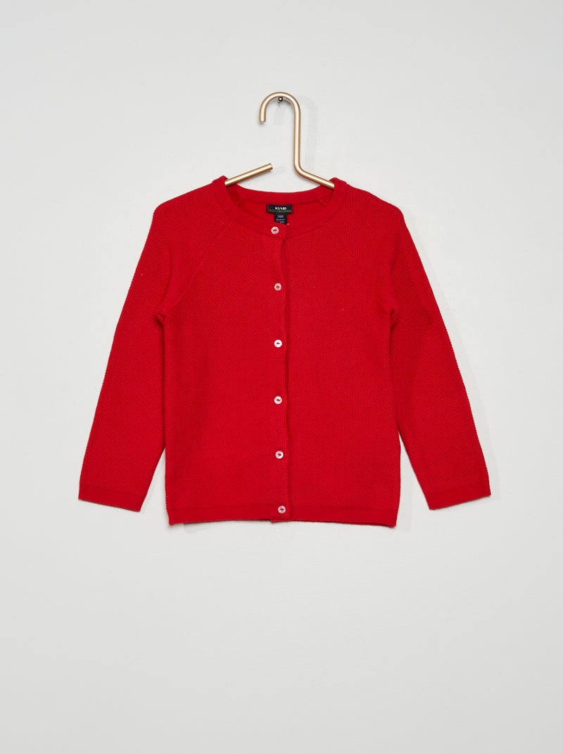 Cardigan in maglia punto legaccio rosso ciliegia - Kiabi