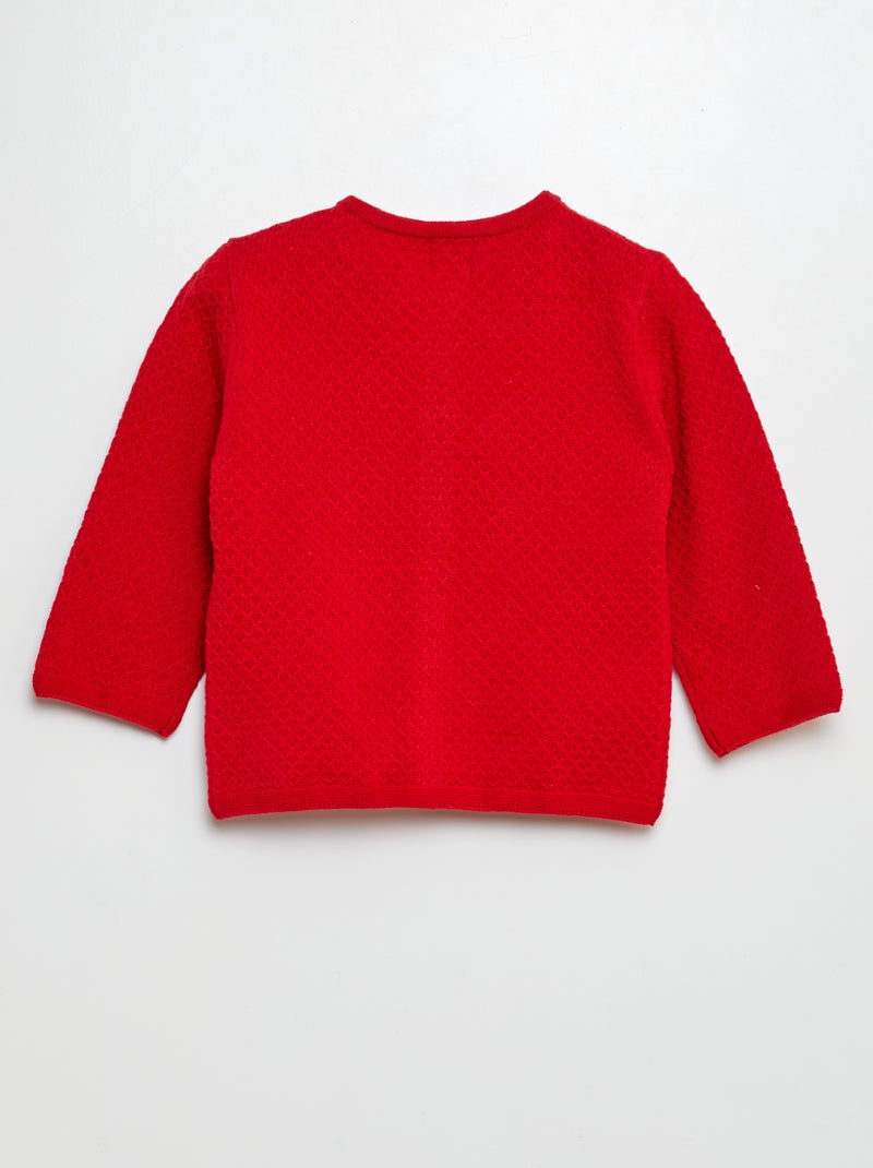Cardigan in maglia punto legaccio ROSSO - Kiabi