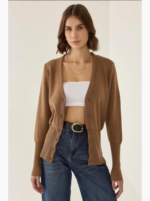 Cardigan in maglia semi-aderente con scollo a v hiccup - Kiabi Cardigan in maglia semi-aderente con scollo a v hiccup - Kiabi